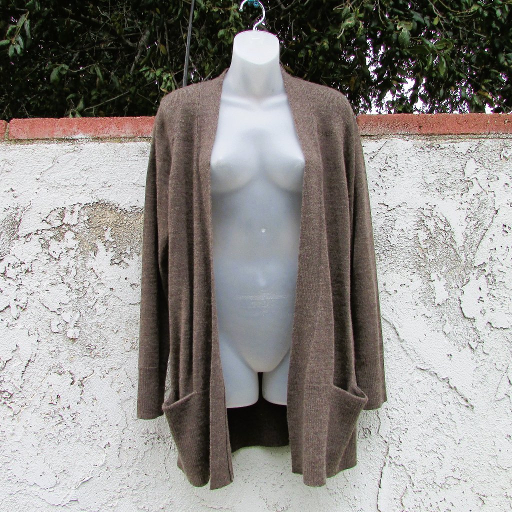 Ellen Tray Brown Extra Fine Wool Cardigan L